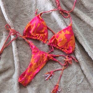 Gorgeous Shein Bikini Set Adjustable Thong Bottoms Padded